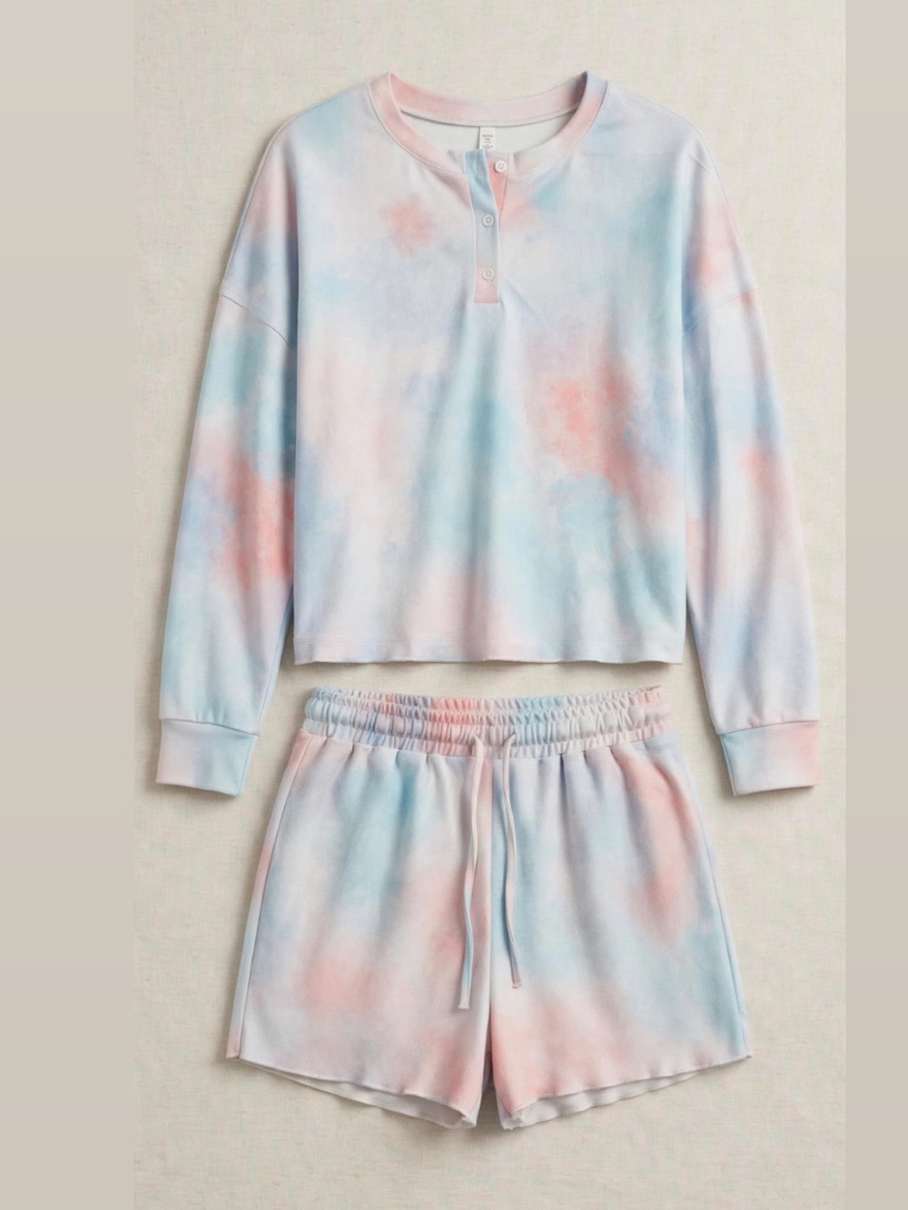 Happy Soul Sisters Pastel Tie-Dye Loungwear Set — Pink & Blue